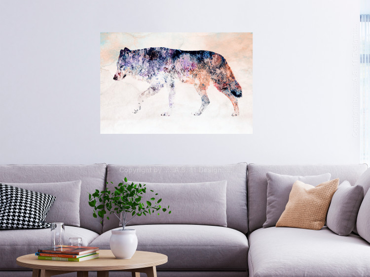 Wall Poster Lonely Wolf - colorful animal in an abstract style on a light background 126953 additionalImage 2