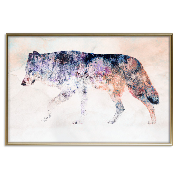 Wall Poster Lonely Wolf - colorful animal in an abstract style on a light background 126953 additionalImage 21