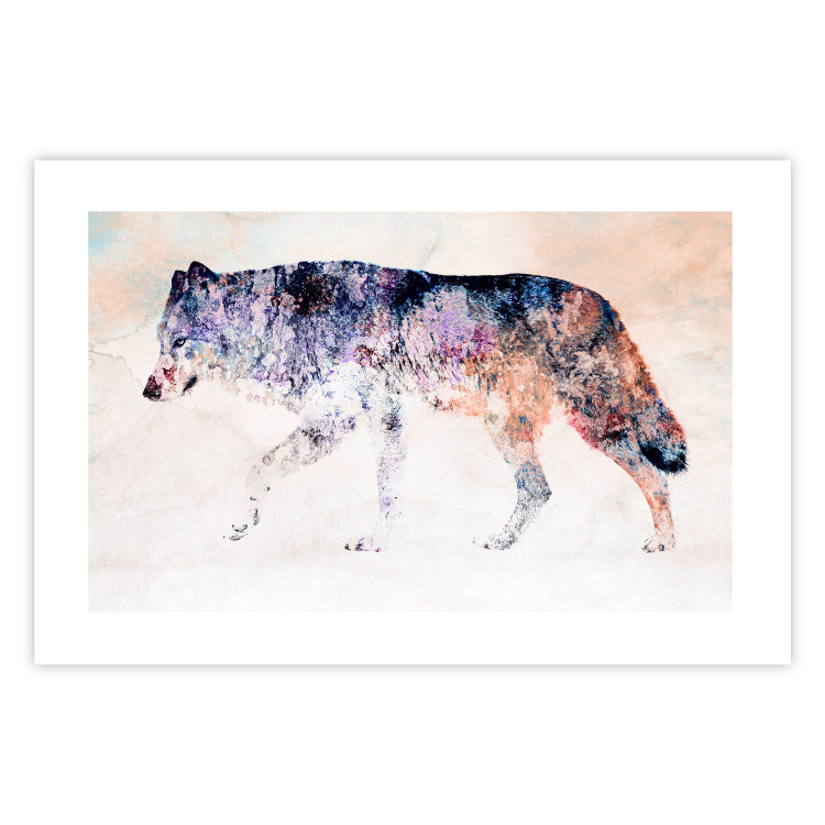 Wall Poster Lonely Wolf - colorful animal in an abstract style on a light background 126953 additionalImage 19