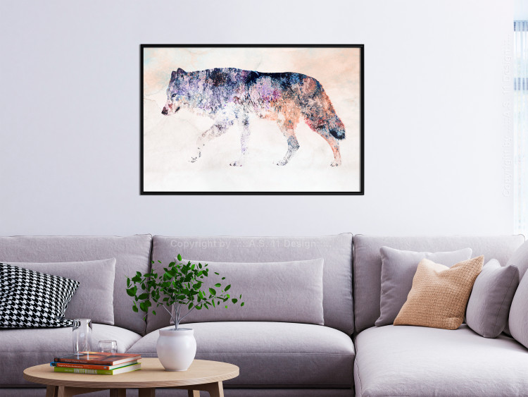 Wall Poster Lonely Wolf - colorful animal in an abstract style on a light background 126953 additionalImage 4