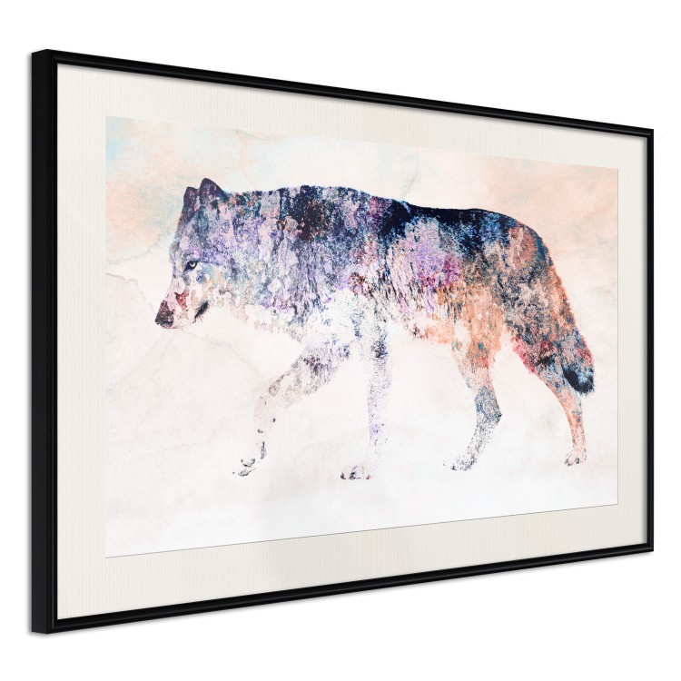 Wall Poster Lonely Wolf - colorful animal in an abstract style on a light background 126953 additionalImage 2