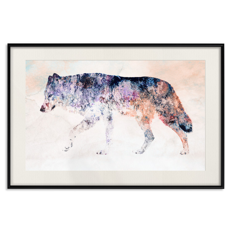 Wall Poster Lonely Wolf - colorful animal in an abstract style on a light background 126953 additionalImage 19
