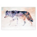 Wall Poster Lonely Wolf - colorful animal in an abstract style on a light background 126953