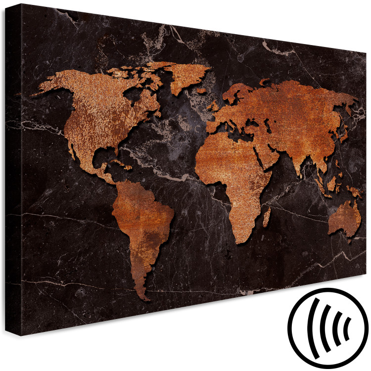 Canvas Copper Map (1-part) wide - world map on a dark background 128853 additionalImage 6