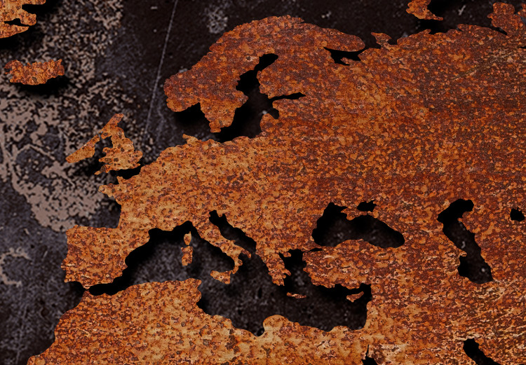 Canvas Copper Map (1-part) wide - world map on a dark background 128853 additionalImage 4