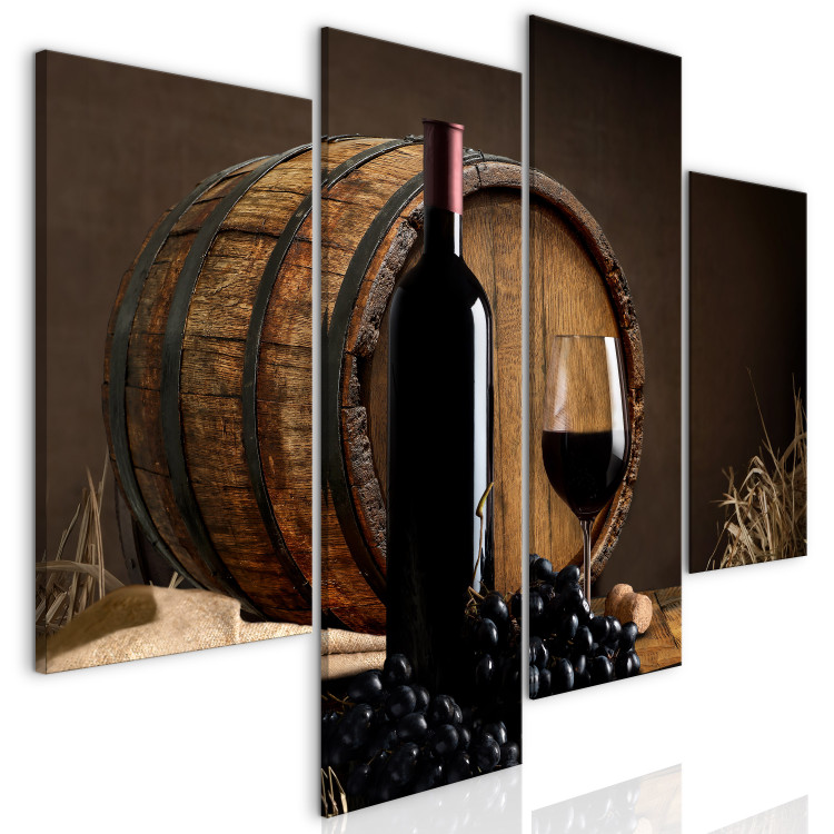 Canvas Print Fruitful Summer (4-part) - still life of wine and wooden barrel 128953 additionalImage 2