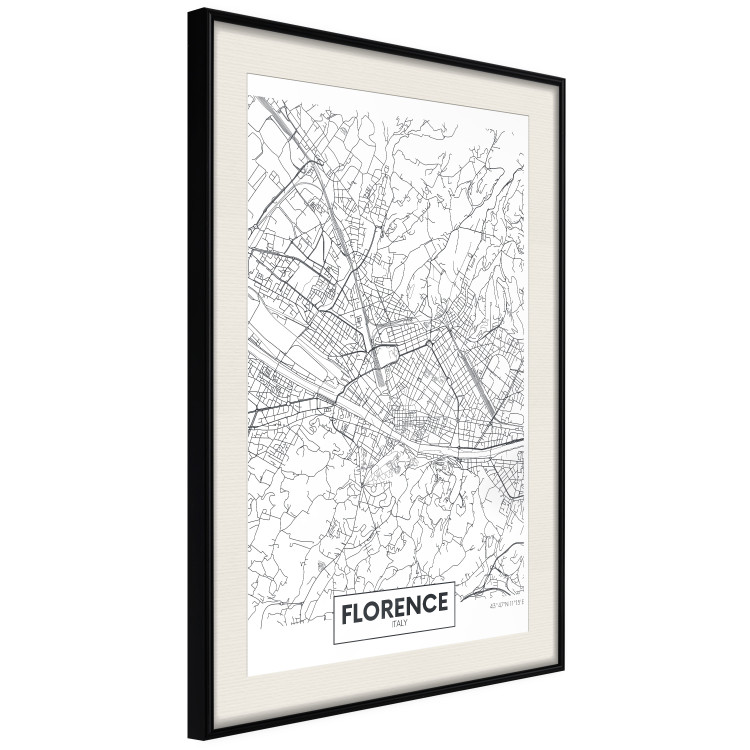 Wall Poster Map of Florence - black topographic map on a white background with labels 130453 additionalImage 2