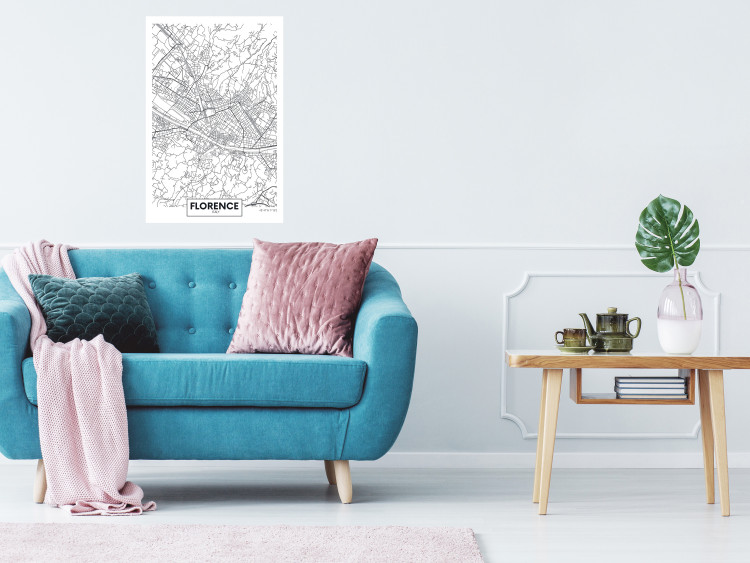 Wall Poster Map of Florence - black topographic map on a white background with labels 130453 additionalImage 4