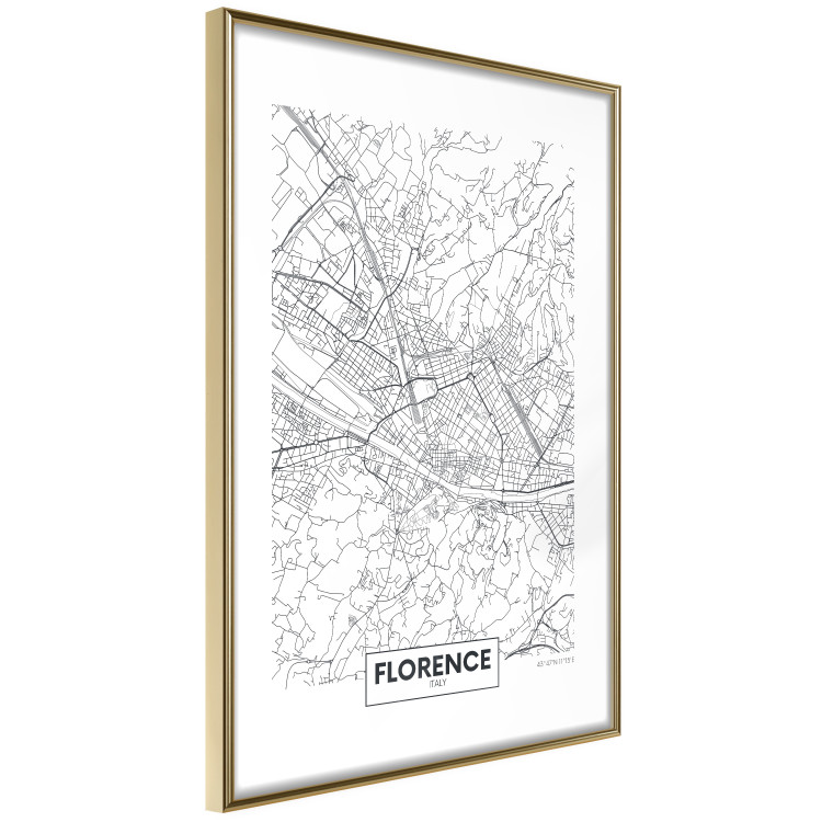 Wall Poster Map of Florence - black topographic map on a white background with labels 130453 additionalImage 7