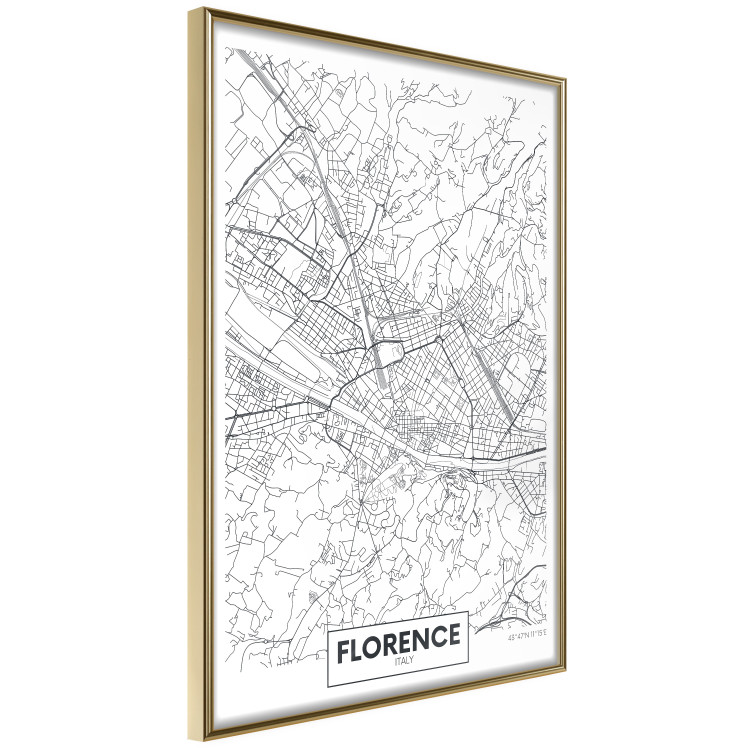 Wall Poster Map of Florence - black topographic map on a white background with labels 130453 additionalImage 12