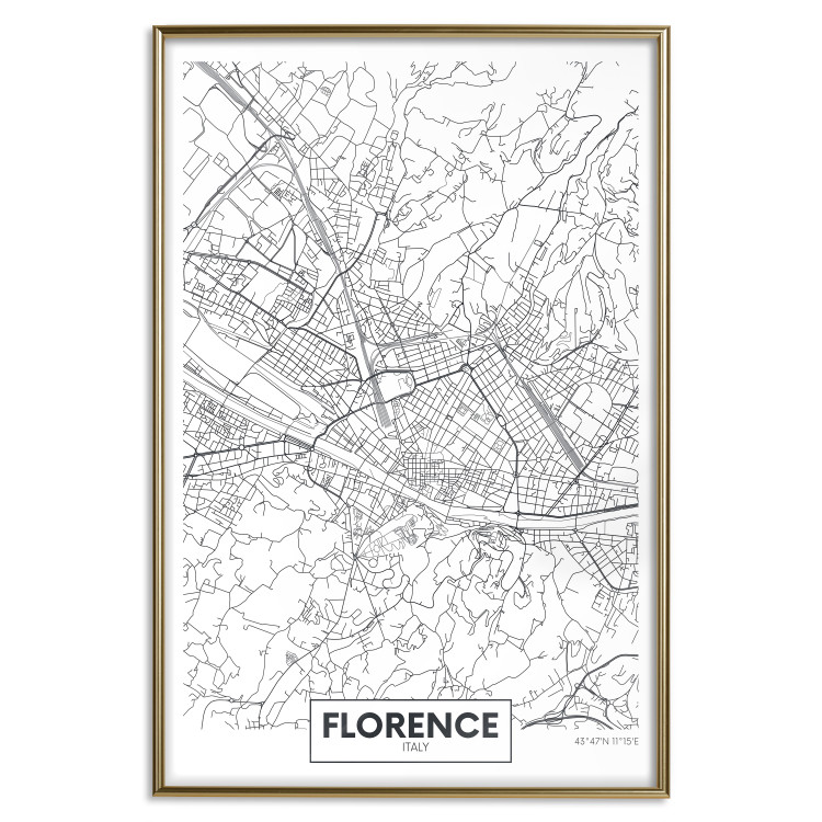 Wall Poster Map of Florence - black topographic map on a white background with labels 130453 additionalImage 21