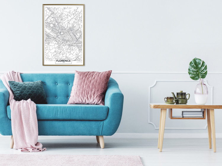 Wall Poster Map of Florence - black topographic map on a white background with labels 130453 additionalImage 7