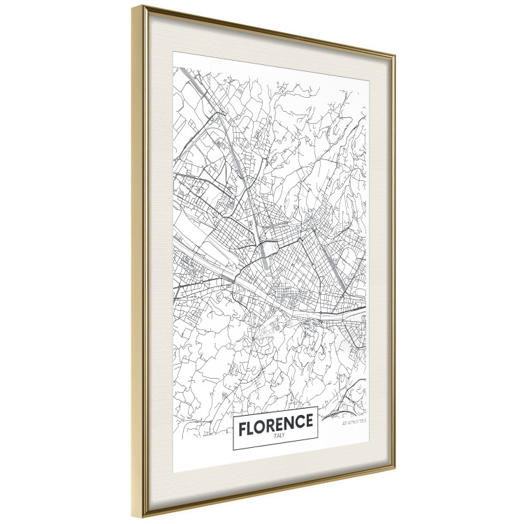 Wall Poster Map of Florence - black topographic map on a white background with labels 130453 additionalImage 3