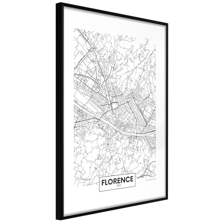 Wall Poster Map of Florence - black topographic map on a white background with labels 130453 additionalImage 6
