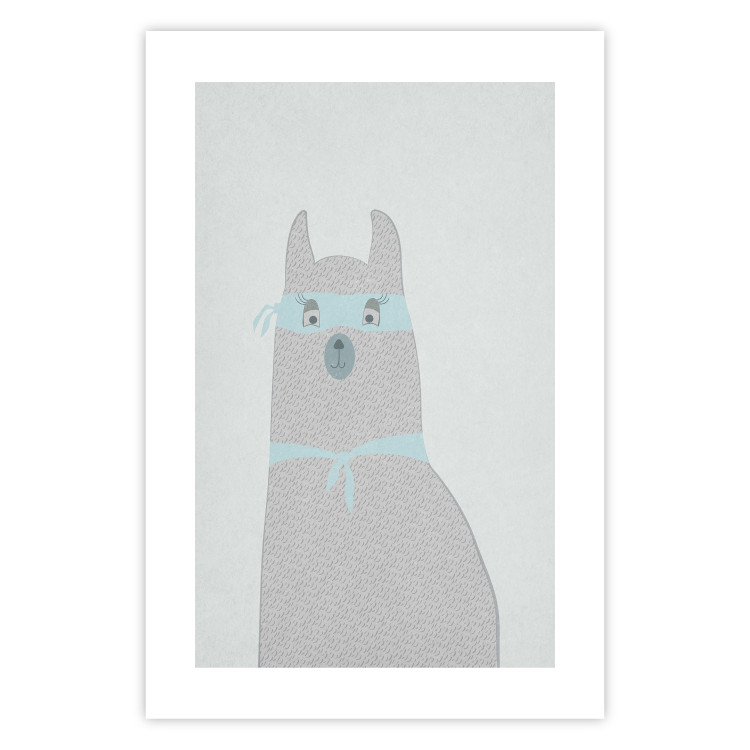Poster Mysterious Llama - funny animal with ribbons on a solid gray background 130553 additionalImage 25