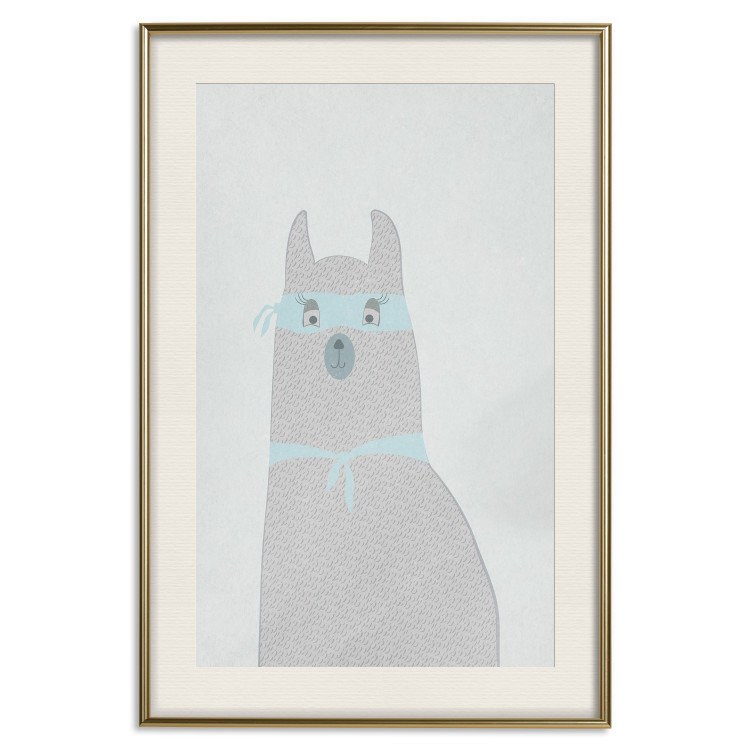 Poster Mysterious Llama - funny animal with ribbons on a solid gray background 130553 additionalImage 20