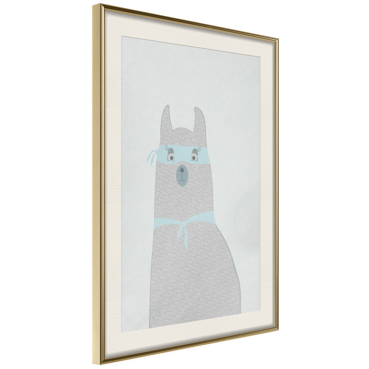 Poster Mysterious Llama - funny animal with ribbons on a solid gray background 130553 additionalImage 8