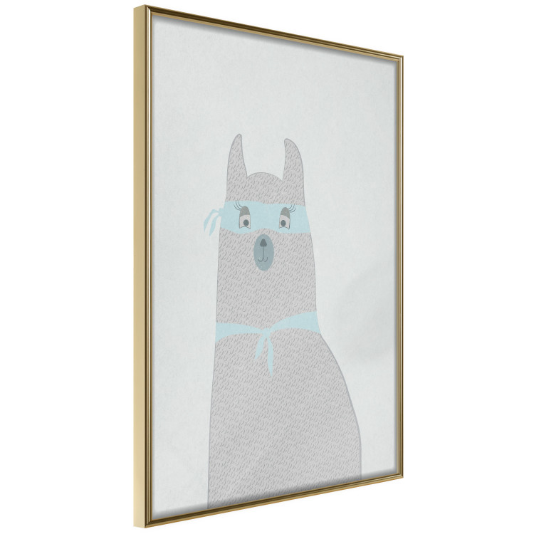 Poster Mysterious Llama - funny animal with ribbons on a solid gray background 130553 additionalImage 11