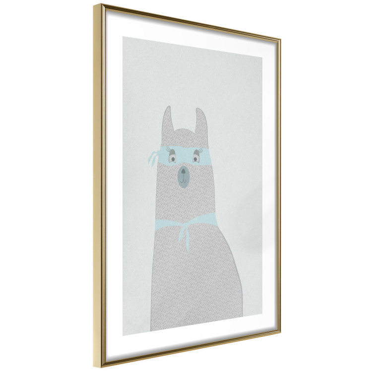 Poster Mysterious Llama - funny animal with ribbons on a solid gray background 130553 additionalImage 9