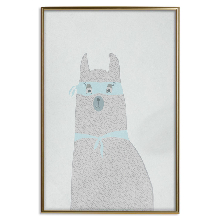 Poster Mysterious Llama - funny animal with ribbons on a solid gray background 130553 additionalImage 17