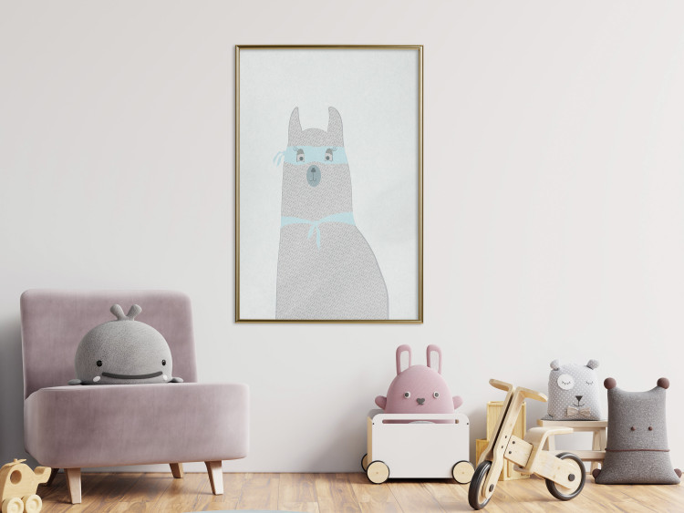 Poster Mysterious Llama - funny animal with ribbons on a solid gray background 130553 additionalImage 10