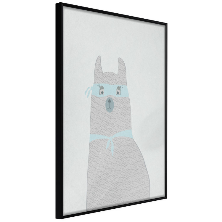 Poster Mysterious Llama - funny animal with ribbons on a solid gray background 130553 additionalImage 12