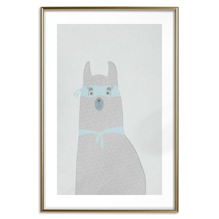 Poster Mysterious Llama - funny animal with ribbons on a solid gray background 130553 additionalImage 14