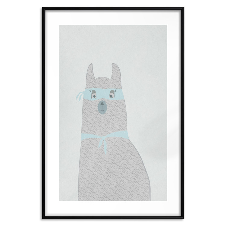 Poster Mysterious Llama - funny animal with ribbons on a solid gray background 130553 additionalImage 17