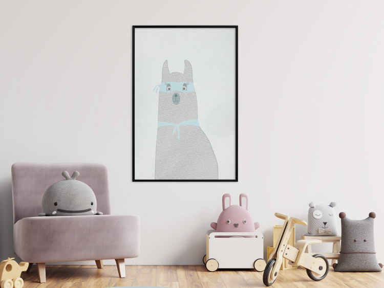 Poster Mysterious Llama - funny animal with ribbons on a solid gray background 130553 additionalImage 9