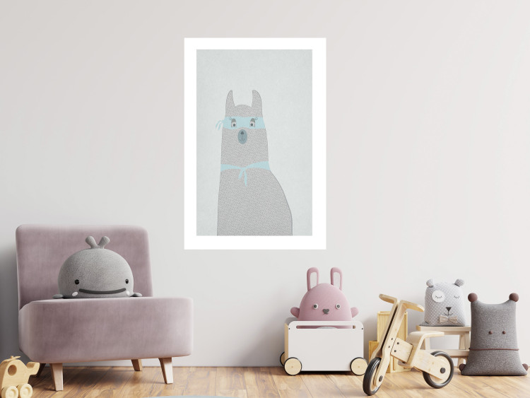 Poster Mysterious Llama - funny animal with ribbons on a solid gray background 130553 additionalImage 6
