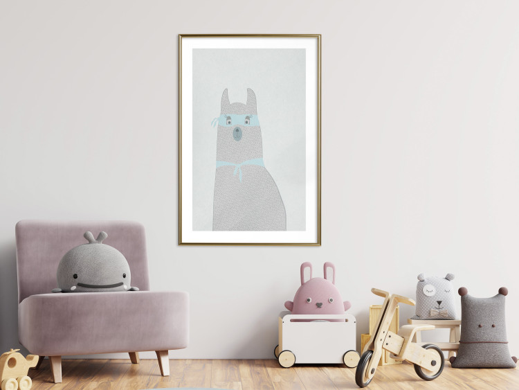 Poster Mysterious Llama - funny animal with ribbons on a solid gray background 130553 additionalImage 13