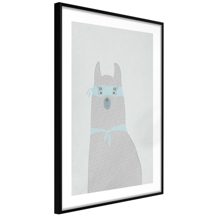 Poster Mysterious Llama - funny animal with ribbons on a solid gray background 130553 additionalImage 12