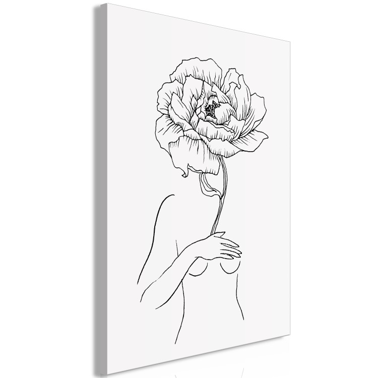 Canvas Art Print Sensual Blossom (1-piece) Vertical - line art of an abstract woman 130853 additionalImage 2