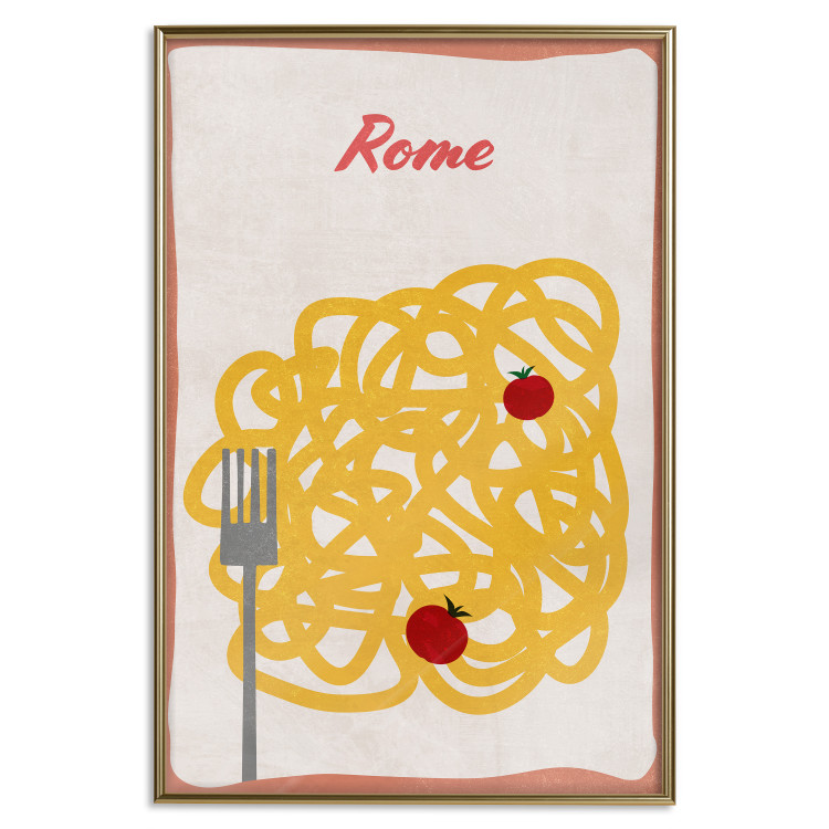 Wall Poster Roman Delicacies - texts and food in the form of pasta with tomato 131953 additionalImage 21