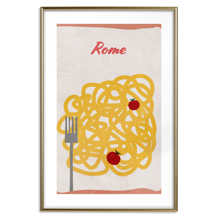 Wall Poster Roman Delicacies - texts and food in the form of pasta with tomato 131953 additionalImage 16