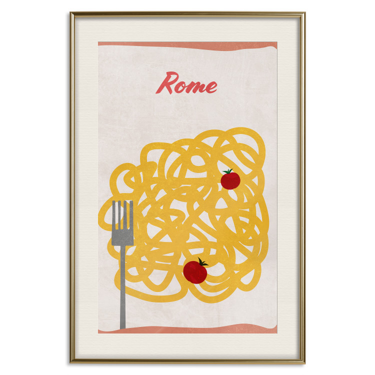 Wall Poster Roman Delicacies - texts and food in the form of pasta with tomato 131953 additionalImage 20