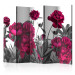 Room Separator Luxuriant meadow II (5-piece) - intensely pink flowers on a gray meadow 132653