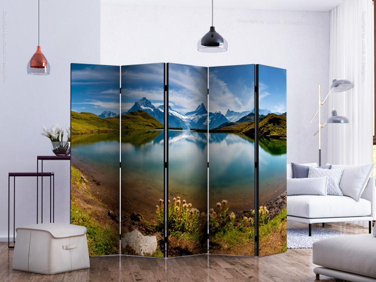 Room Divider Mountains Reflecting in Lake Surface (5-piece) - nature landscape 132953 additionalImage 2