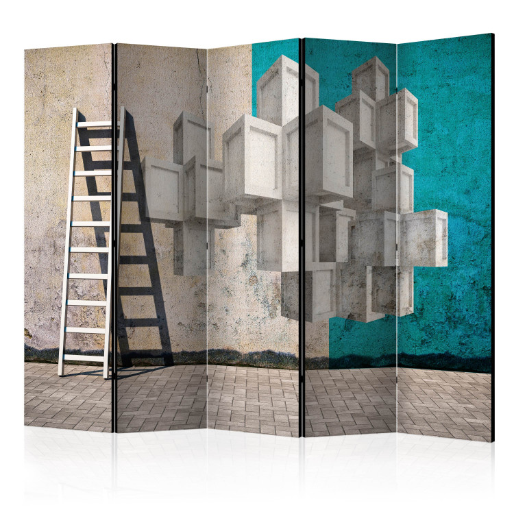 Room Divider Screen Concrete Blocks II - mural of geometric figures with a 3D effect imitation 133753