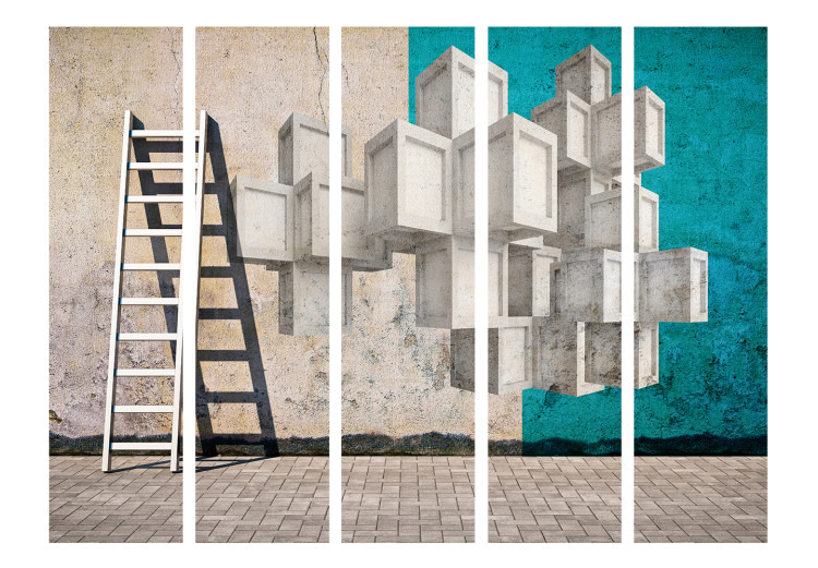 Room Divider Screen Concrete Blocks II - mural of geometric figures with a 3D effect imitation 133753 additionalImage 3