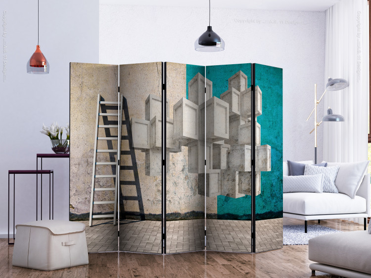 Room Divider Screen Concrete Blocks II - mural of geometric figures with a 3D effect imitation 133753 additionalImage 2