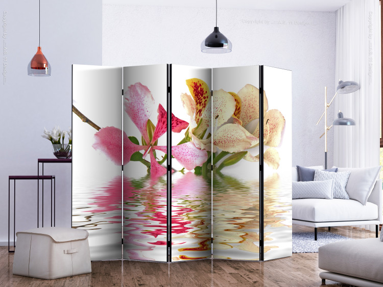 Room Divider Tropical Flowers - Orchid Tree (Bauhinia) II - plants and water 134053 additionalImage 2