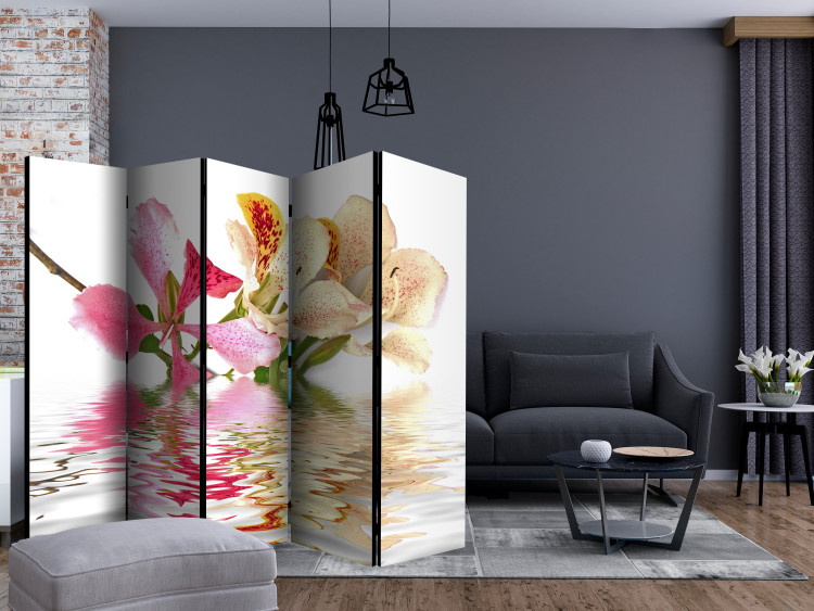 Room Divider Tropical Flowers - Orchid Tree (Bauhinia) II - plants and water 134053 additionalImage 4