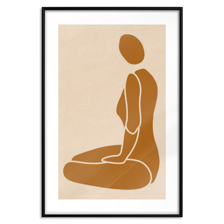 Poster Slice of Femininity - abstract yellow figure silhouette on a light background 134353 additionalImage 17