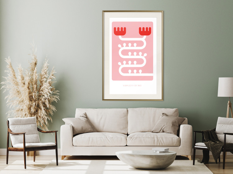 Wall Poster Simplicity of Red - texts and abstract white pattern on a pink background 135653 additionalImage 12
