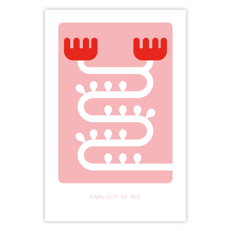 Wall Poster Simplicity of Red - texts and abstract white pattern on a pink background 135653