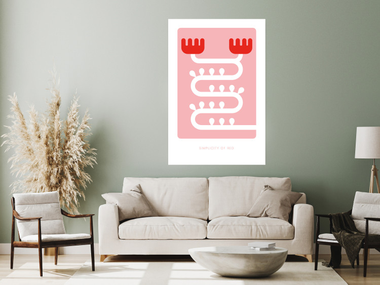 Wall Poster Simplicity of Red - texts and abstract white pattern on a pink background 135653 additionalImage 15