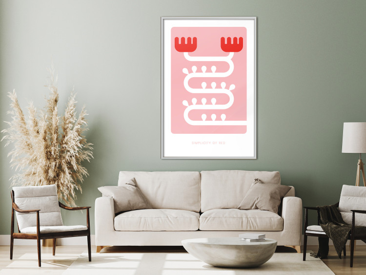 Wall Poster Simplicity of Red - texts and abstract white pattern on a pink background 135653 additionalImage 16
