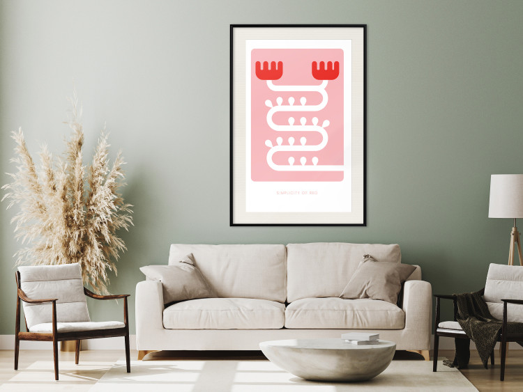 Wall Poster Simplicity of Red - texts and abstract white pattern on a pink background 135653 additionalImage 13