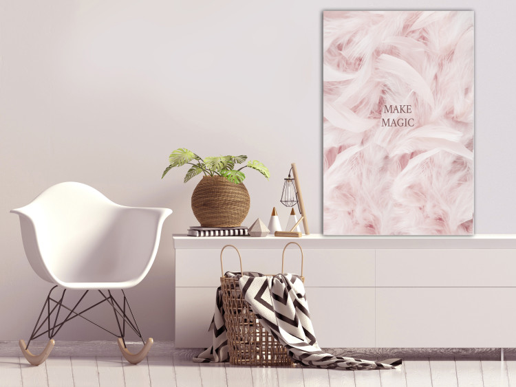 Canvas Art Print Brown inscription Make Magic - Abstraction with pink in the background 136453 additionalImage 3